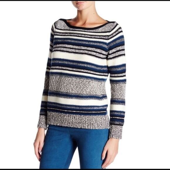 Vince textured knit wool pullover striped sweater - Picture 2 of 7